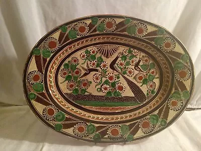 Vintage Jose Bernabe Tonala  Mexico Art Pottery Plate Red Clay Bird Signed Rare • $65