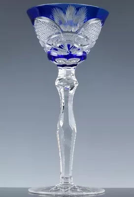 Fine Quality Vintage Single Bohemian Cobalt Cut To Clear Hock Wine Glass Goblet • $8.50