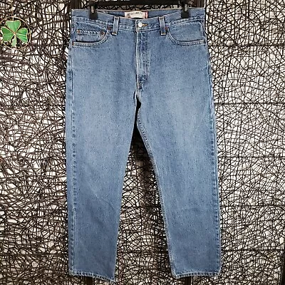 Levi's 505 Red Tab Mens Regular Fit Zipper Fly Jeans 36 X 32 Medium Wash Cotton • $19.99