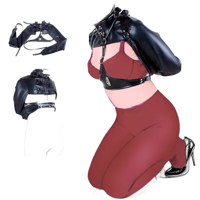 $32.89 • Buy PU Leather Straitjacket Top Women's Open Cup Jacket Straight Body Harness Erotic