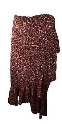 Skirt Ruffle Wrap Maxi Women 34 W 36 L Popular Red Color Sheer Light Weight • $10
