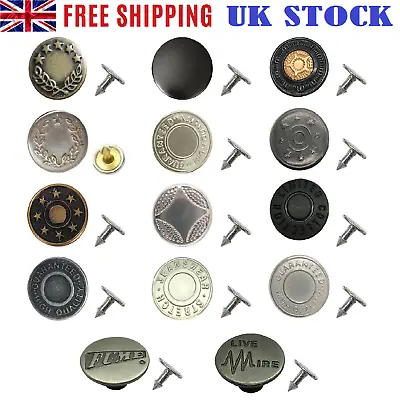 17mm Replacement Hammer On Jeans Snap Buttons Denim Brass Studs Jacket Trousers • £2.89