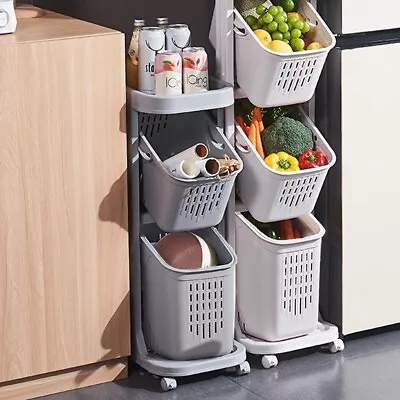 Slim Laundry Sorter Cart Hamper Rolling Organizer Clothes Bin Basket With Wheels • £18.95