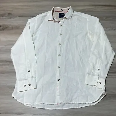 Tommy Bahama Casual Button Front Shirt Mens Medium White Linen Blend Beach • $18.88