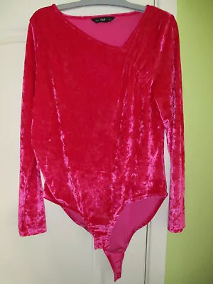 Womens Pink Velvet Bodysuit Size 14 By F&f • £3.99