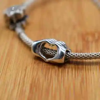 I Love You Heart In Hands Charms 925 Sterling Silver Charm Bracelet Bead • £9.98