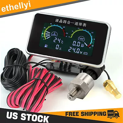 4-in-1 Car Digital Meter Oil Pressure Voltage Water Temperature Fuel Gauge 9-36V • $20.99