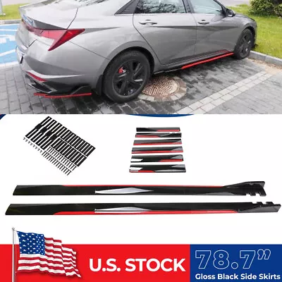 78.7'' For Hyundai Elantra Glossy Black&Red Line Car Side Skirt Rocker Panel Lip • $53.95