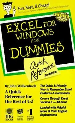 $5.46 • Buy Excel For Windows For Dummies Quick Reference By Walkenbach, John