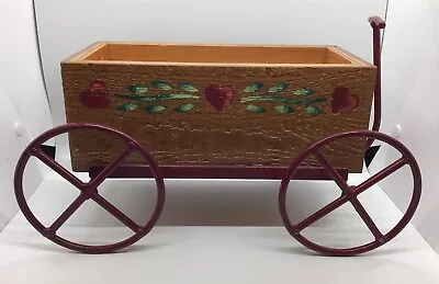 Vintage Wood Wagon Decor - Wood & Metal - Country Folk Art Planter 13” X 7.5” • $22.99