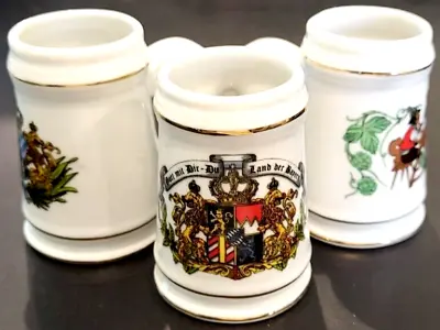 German Mini Ceramic Beer Steins 2.5   Vintage Set Of 3 • $10.95