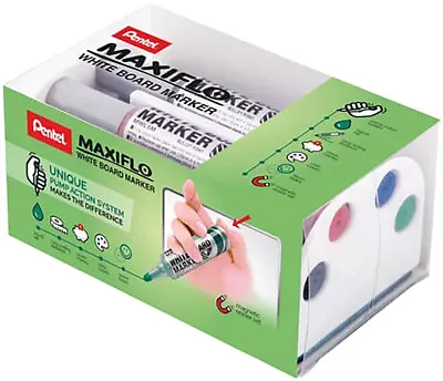 £18.19 • Buy Pentel Maxiflo Bullet Tip Whiteboard Marker & Magic Eraser Set (Pack Of 4)