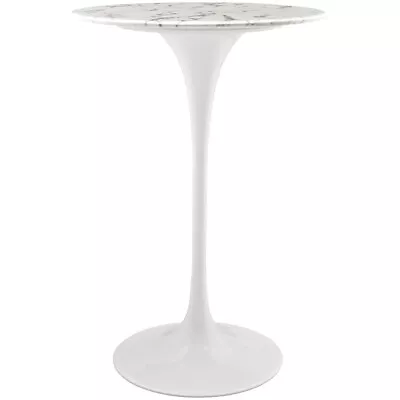 Modway Lippa 28  Circle Artificial Marble Bar Table White - EEI-1827-WHI • $589.99