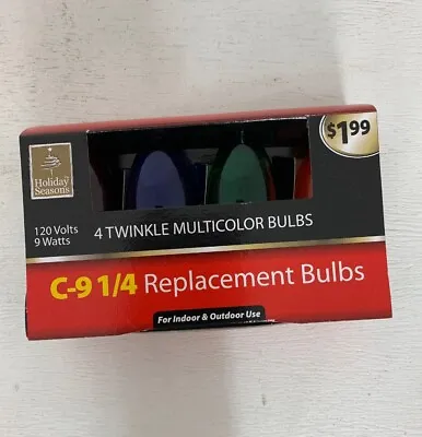 NOS Christmas Light Bulbs C-9 1/4 C-9 Replacement Outdoor Indoor 4 Count • $8.95