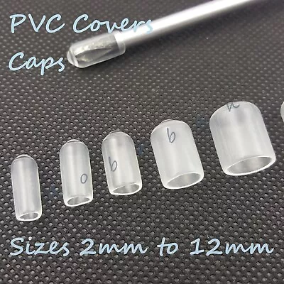 CLEAR Transparent END CAP ROD BAR SCREWS BOLTS CABLE Tubes PVC RUBBER COVER CAPS • £2.66