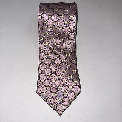 Versace Men's Tie Pink  Purple Medallion Silk • $29.99