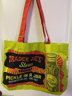 $15 • Buy 2 Bags Trader Joe’s Bag Reusable Heavy Duty Cotton Green Pickle Shopping Bag