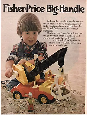 1978 Fisher Price Trucks Toy PRINT AD ART - Big Handle Boom Crane Vintage • $13.64
