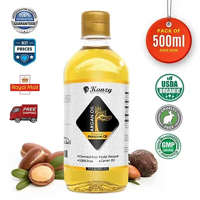 £27.89 • Buy ARGAN Oil 500ML Certified Organic 100% Cold Pressed Pure Vegan Moroccan Oil