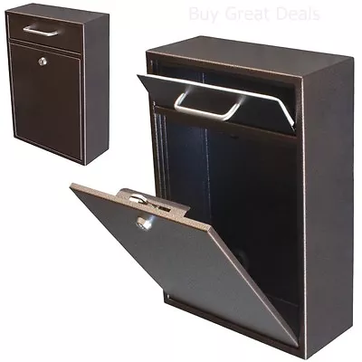 Mailbox Wall Mount With Lock Key Drop Box Parcel Cash Money Safe Mail Security • $77.98