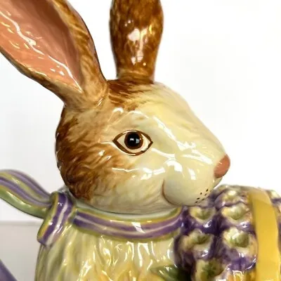 Bunny Rabbit Easter Longaberger Teapot Pottery 31537 Spring Basket Flowers 2006 • $28.95