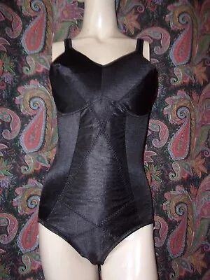 Vintage Cupid Black Firm Bra Top All-In-One Slimmer Girdle 42D • $26.99