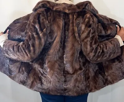 Real Fur Mink Dark Brown Vintage Lux Coat Jacket  FR110 • £75