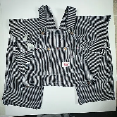 Vintage Round House Overalls Bibs Hickory Stripe Work Usa Made Mens Size 30x30 • $89