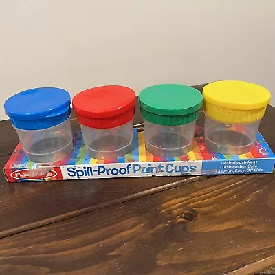 Melissa & Doug Spill-Proof Paint Cups - 4-Pack Airtight Seal Snap Lids • $12