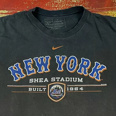 Vtg New York Mets NIKE Shirt Mens Medium Grunge Faded Center Swoosh MLB Baseball • $17.95