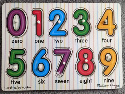$13.50 • Buy Melissa And Doug Numbers Wooden Wood Peg Puzzle Board