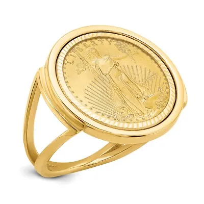 14k Yellow Gold 1/10oz American Eagle Diamond-Cut Coin Ring CR13D/10AEC • $1758.65