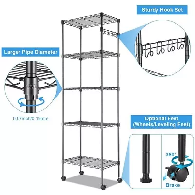 4 Tier Heavy Duty Metal Shelving Shelves Storage Unit Racking Garage W/ 4 Wheels • £49.99