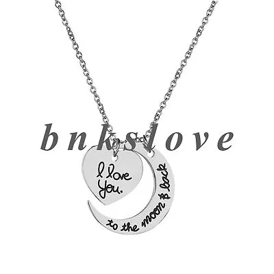 I Love You To The Moon And Back Love & Moon Couple Pendant Necklace Men Women • $8.99