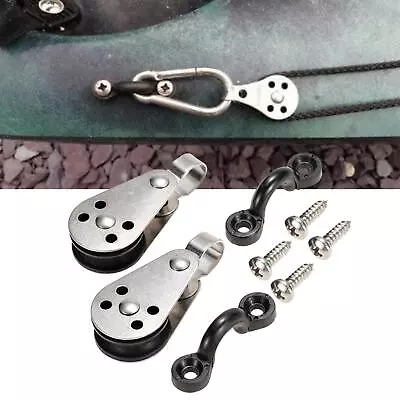 Marine Kayak Anchor Trolley Kit 2 Pulley Blocks W/ Screws C Type Buckle • $19.84