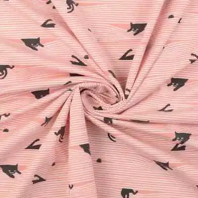 Hiding Cats Cotton Jersey ORGANIC Cotton - Soft Pink Dressmaking Fabric • £15.99