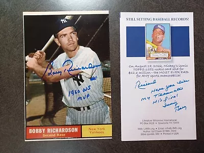 BOBBY RICHARDSON Hand Signed Autograph 4X6 Photo & FLYER - MICKEY MANTLE YANKEES • $0.01