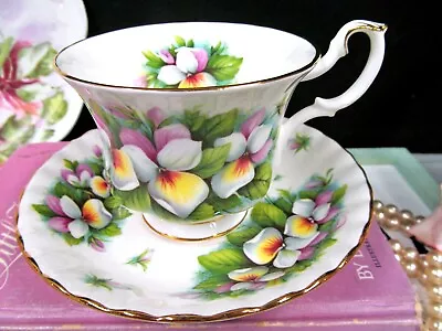 E & R Tea Cup And Saucer Floral Pansy Adoration Pattern England 1940's Teacup  • $39.95
