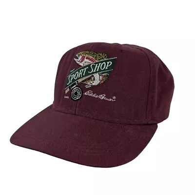 Vintage 90s Eddier Bauer Sports Shop Leather Strapback Hat • $9.99