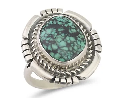 Navajo Ring 925 Silver Mine 8 Turquoise Artist Signed James Martin C.80's • $169