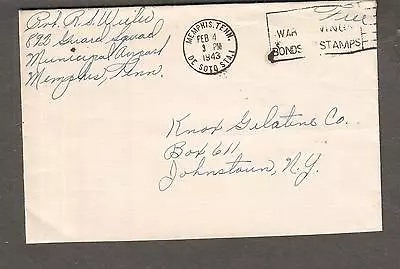 WWII Cover Pvt R S Weiler 892 Guart Squad Municipal Airport Memphis TN To NY  • $7