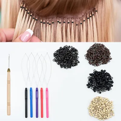 Hair Extensions Wire Pulling Hoop Loop Tool Hook Threader Needle For Micro Rings • $3.79