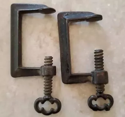 2  Antique Victorian Cast Iron Machinist Metal Worker C Clamps Tools 1880s  • $19.95