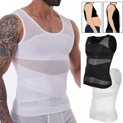 Men's Compression Shirt Body Shaper Slim Vest Tummy Control Tank Tops Shapewear  • £6.79