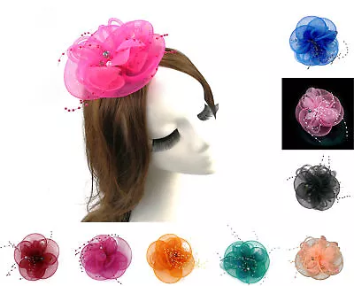 Women Fascinator Hat Flower Bead Veil Party Wedding Dancing Clip Brooch  • $3.99