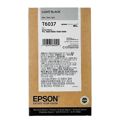 Genuine Epson T6037 Light Black Ink Stylus Pro 200ml 7800/9800/7880/9880 Exp2023 • $56.99