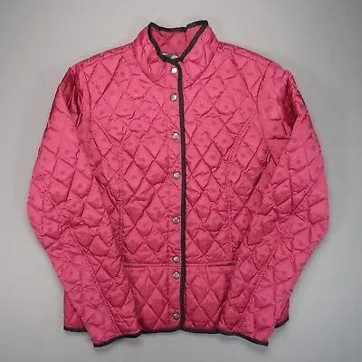 Eddie Bauer Jacket Womens Large Tall Pink Quilted 650 Down Snap LT • $65.80