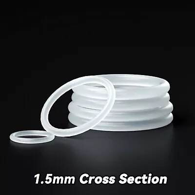 Food Grade O-Ring 1.5mm Cross Section Clear Silicone Rubber O Rings 5mm-80mm OD • £1.86