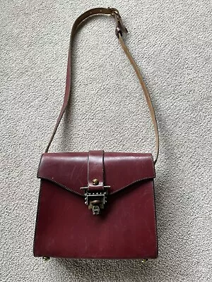 Vintage Aigner Oxblood Shoulder Purse;  Heavy Leather With Buckle Shoulder Strap • $25