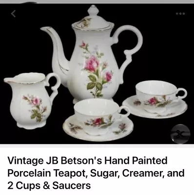 Betson’s Japan Tea Set W/ Sugar Creamer Rose Pattern Gold Trim Vintage • $30